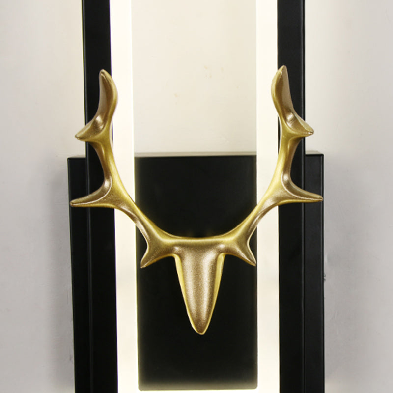 Lampada da parete per salotto in metallo Nordico in metallo a muro di cervo con tonalità rettangolare