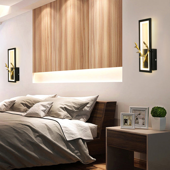 Lampada da parete per salotto in metallo Nordico in metallo a muro di cervo con tonalità rettangolare