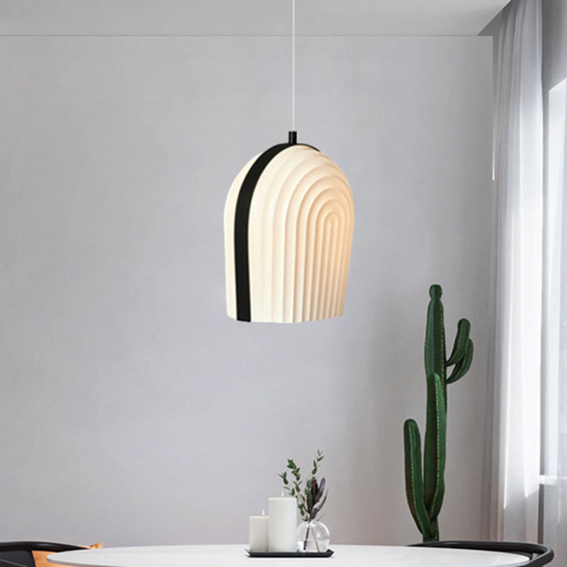 Eigentijdse koepelophanging hanger matglas 1 lamp slaapkamer plafondlicht in zwart en wit