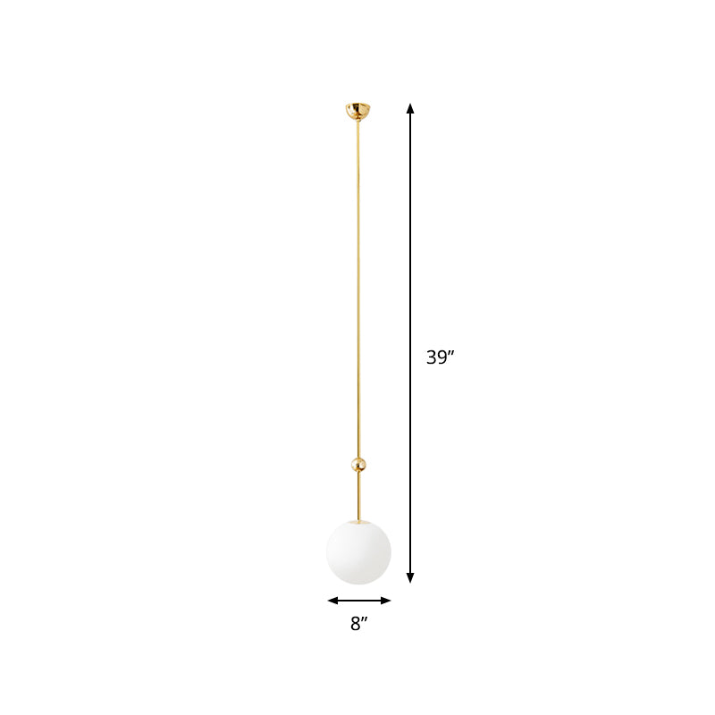 1 suspension de la tête de chambre à coucher léger simple Gold pendentif suspendu avec une teinte en verre de lait à balle, 39 "/ 47" H