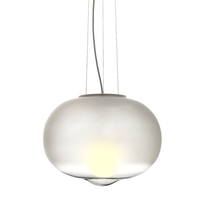 White Glass Orb Ceiling Lamp Contemporary 1 Head Pendant Light Fixture for Kitchen, 12.5"/17" Wide
