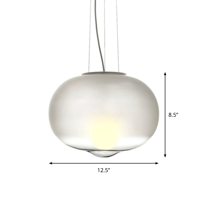 White Glass Orb Ceiling Lamp Contemporary 1 Head Pendant Light Fixture for Kitchen, 12.5"/17" Wide
