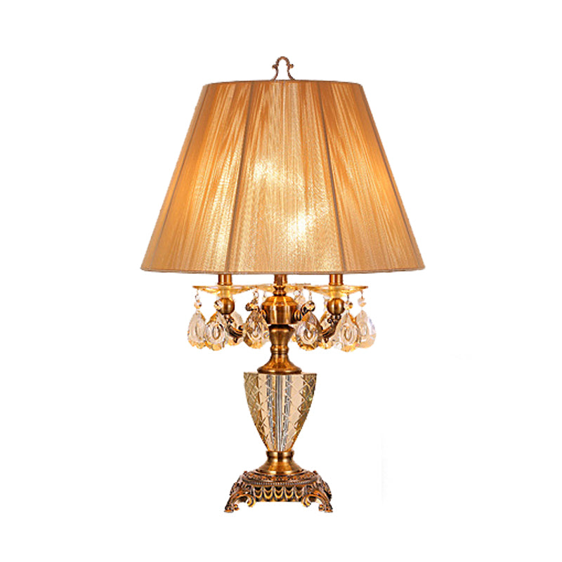 BEIGE 3 LUMILES TABLE Traditionalism Crystal Fusered Drum Drum Night Light pour chambre