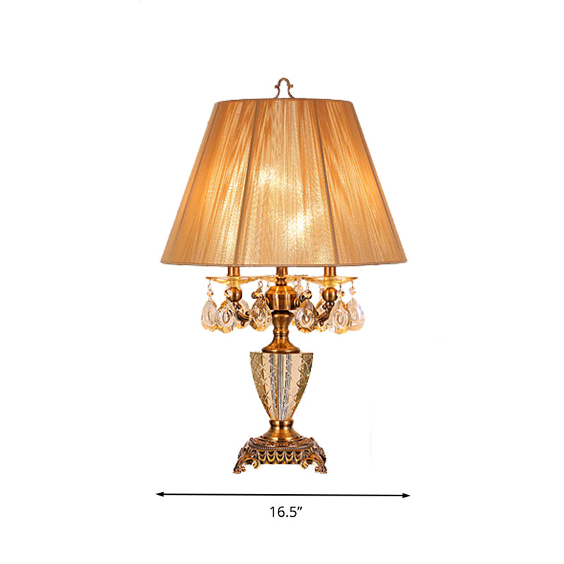 BEIGE 3 LUMILES TABLE Traditionalism Crystal Fusered Drum Drum Night Light pour chambre