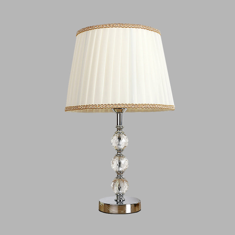 Crystal Globe Nightsand Light Minimalismo 1 Lámpara de mesa de sala de estar en blanco/beige/rosa con tela sombreada