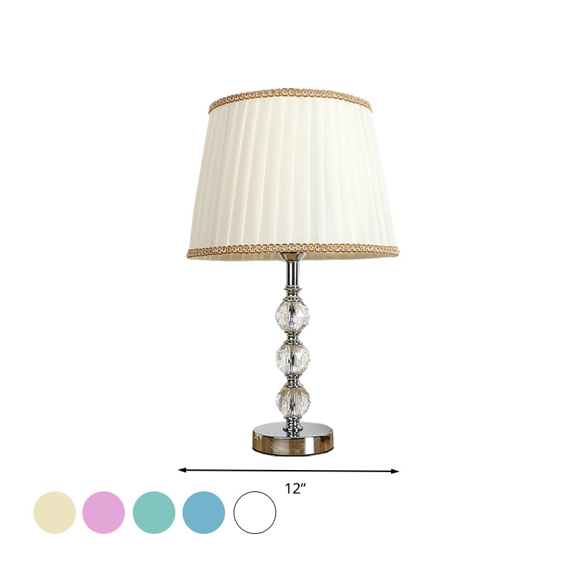 Crystal Globe Nightsand Light Minimalismo 1 Lámpara de mesa de sala de estar en blanco/beige/rosa con tela sombreada