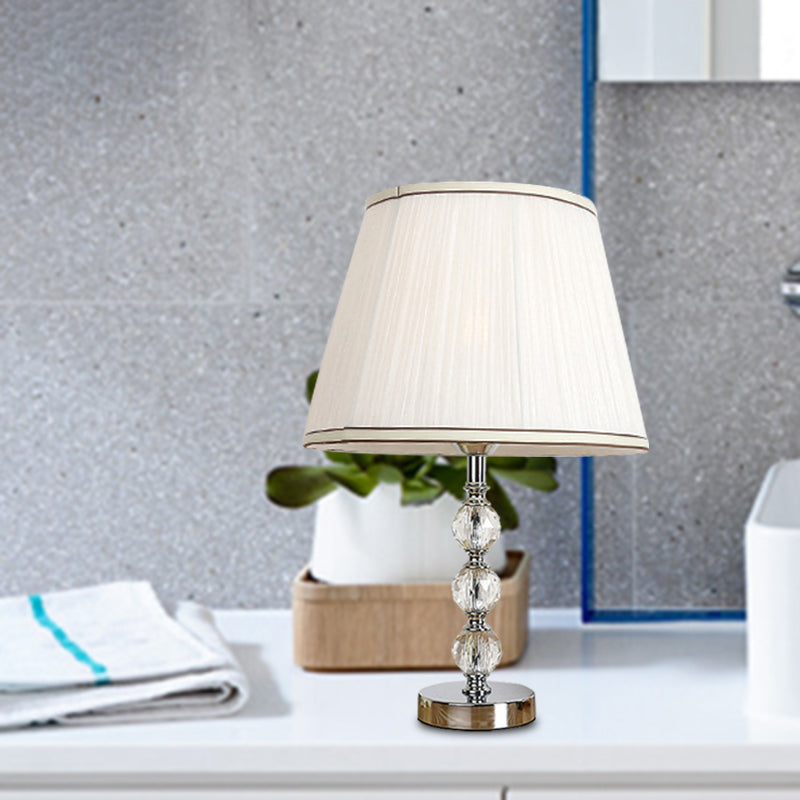 Crystal Globe Nightsand Light Minimalismo 1 Lámpara de mesa de sala de estar en blanco/beige/rosa con tela sombreada