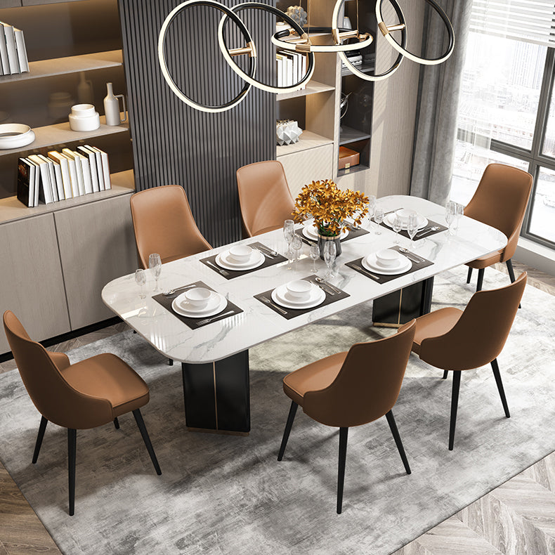 Silla de comedor contemporánea silla trasera sólida con 4 patas de metal para uso en el hogar