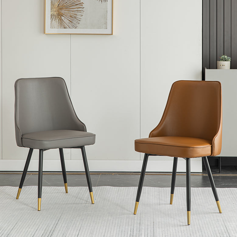 Silla de comedor contemporánea silla trasera sólida con 4 patas de metal para uso en el hogar