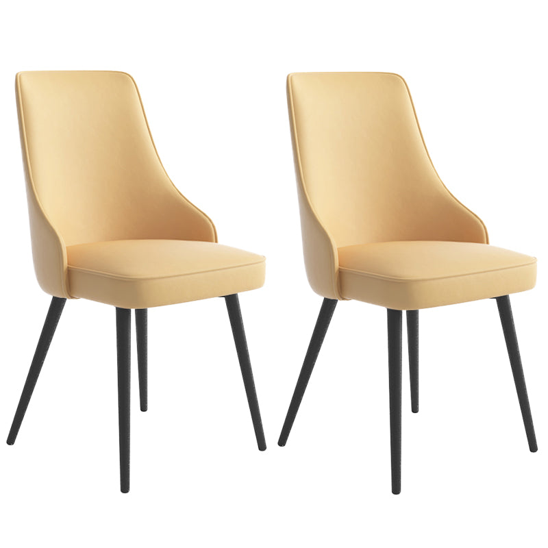 Silla de comedor contemporánea silla trasera sólida con 4 patas de metal para uso en el hogar