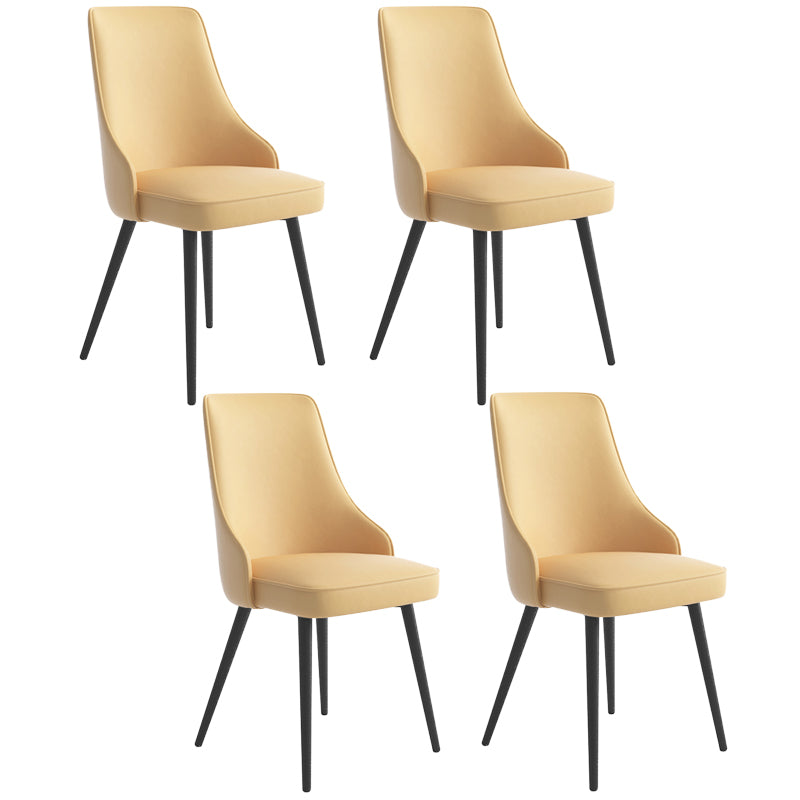 Silla de comedor contemporánea silla trasera sólida con 4 patas de metal para uso en el hogar
