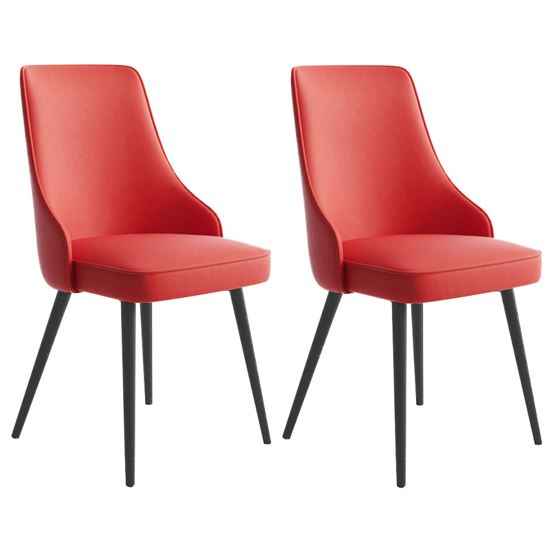 Silla de comedor contemporánea silla trasera sólida con 4 patas de metal para uso en el hogar