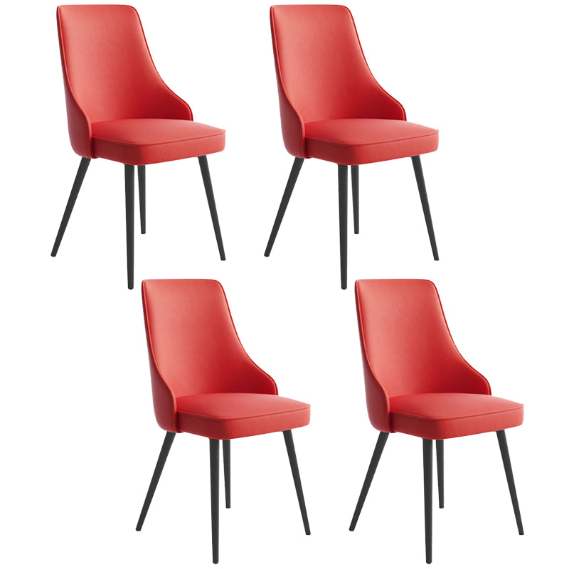 Silla de comedor contemporánea silla trasera sólida con 4 patas de metal para uso en el hogar