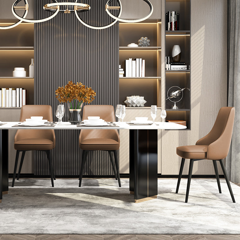Silla de comedor contemporánea silla trasera sólida con 4 patas de metal para uso en el hogar