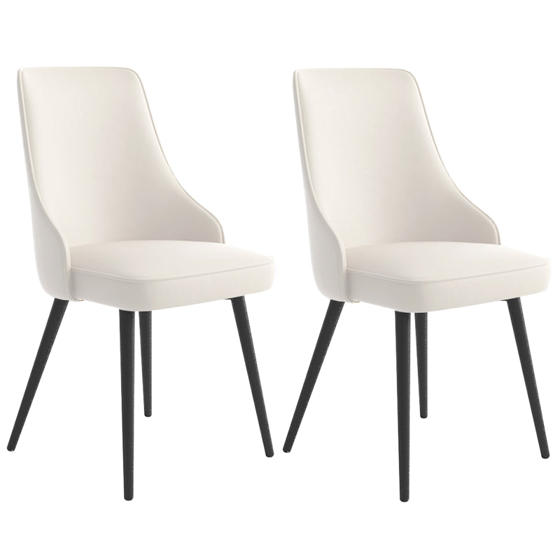Silla de comedor contemporánea silla trasera sólida con 4 patas de metal para uso en el hogar