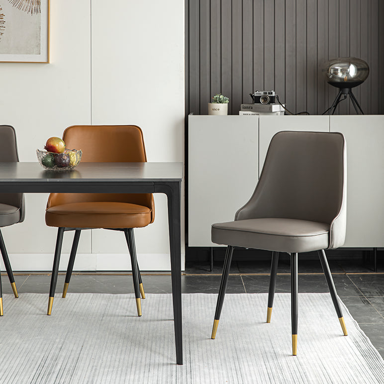 Silla de comedor contemporánea silla trasera sólida con 4 patas de metal para uso en el hogar