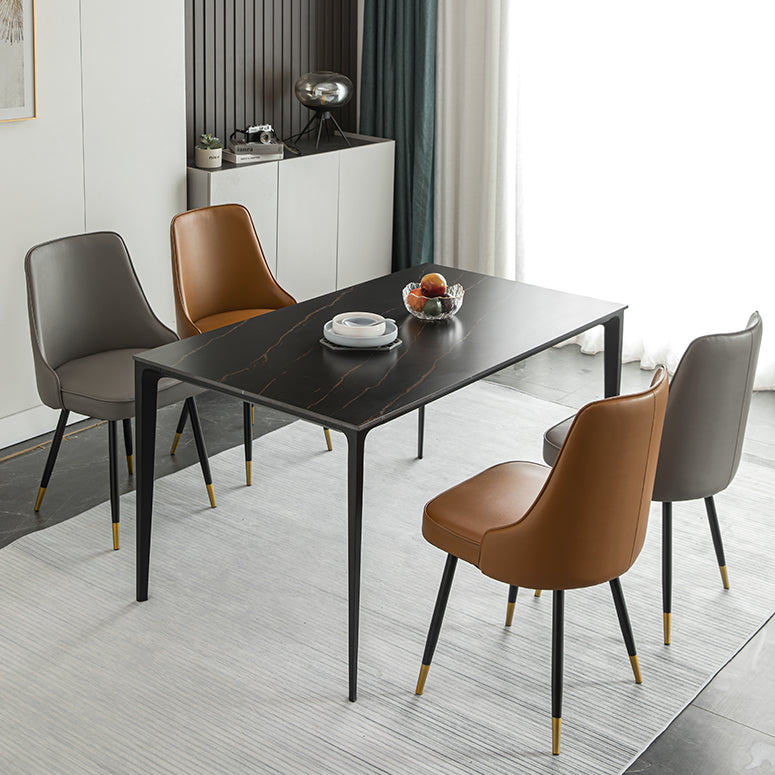 Silla de comedor contemporánea silla trasera sólida con 4 patas de metal para uso en el hogar
