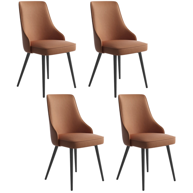 Silla de comedor contemporánea silla trasera sólida con 4 patas de metal para uso en el hogar