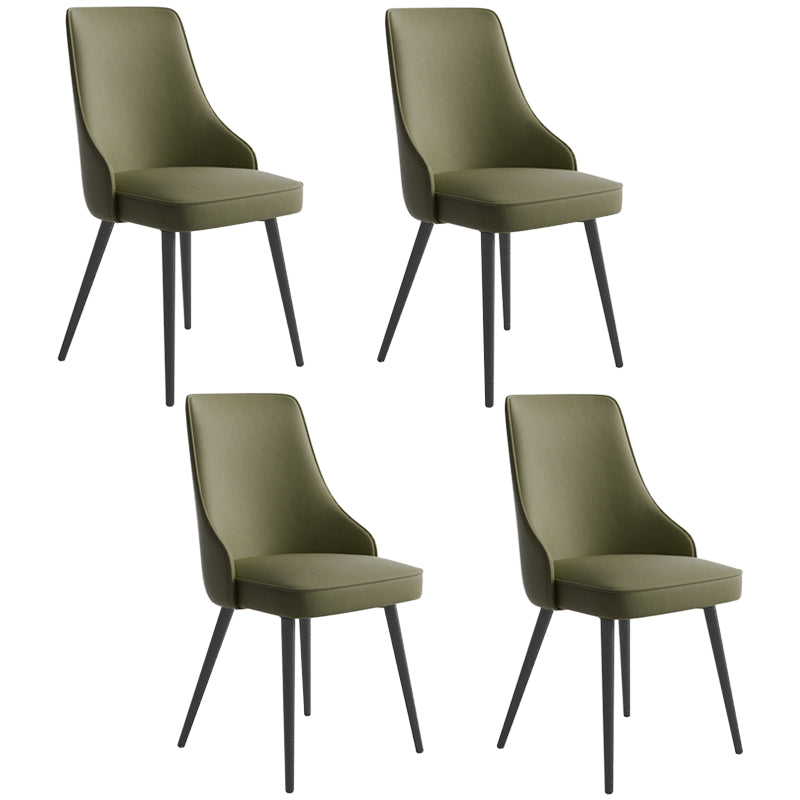 Silla de comedor contemporánea silla trasera sólida con 4 patas de metal para uso en el hogar