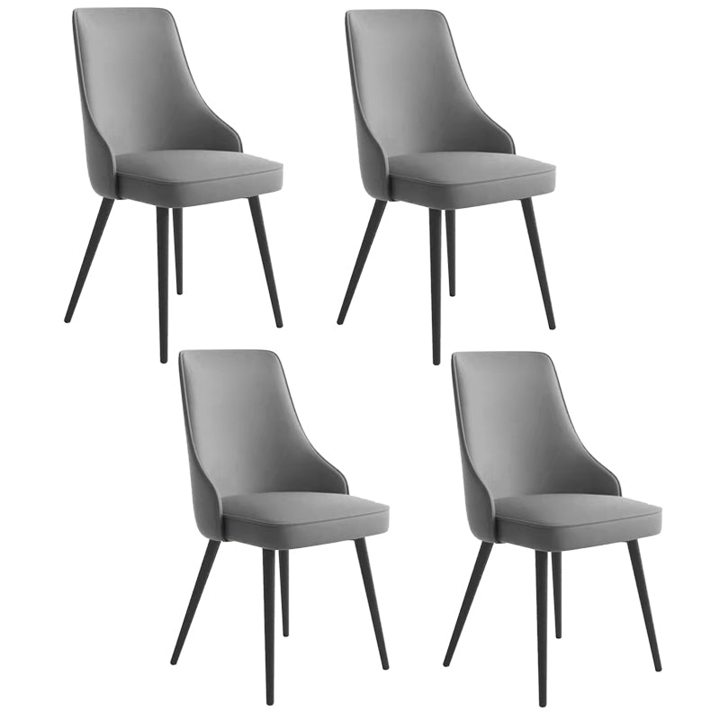 Silla de comedor contemporánea silla trasera sólida con 4 patas de metal para uso en el hogar
