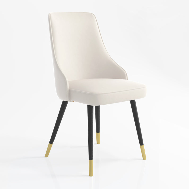 Silla de comedor contemporánea silla trasera sólida con 4 patas de metal para uso en el hogar