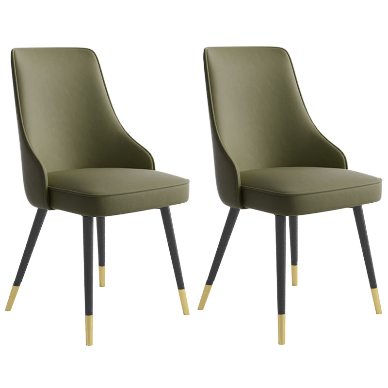 Silla de comedor contemporánea silla trasera sólida con 4 patas de metal para uso en el hogar