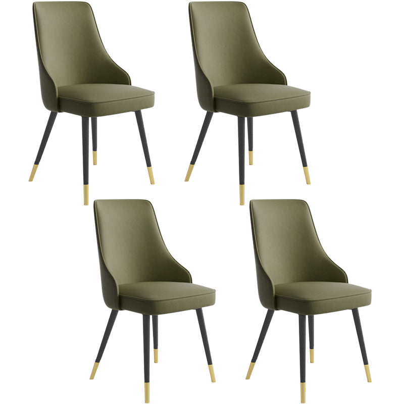 Silla de comedor contemporánea silla trasera sólida con 4 patas de metal para uso en el hogar