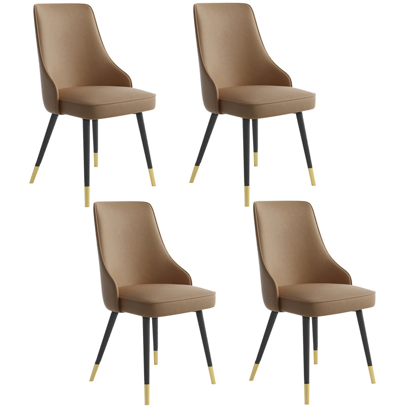 Silla de comedor contemporánea silla trasera sólida con 4 patas de metal para uso en el hogar