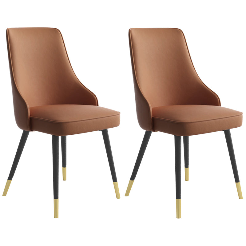 Silla de comedor contemporánea silla trasera sólida con 4 patas de metal para uso en el hogar