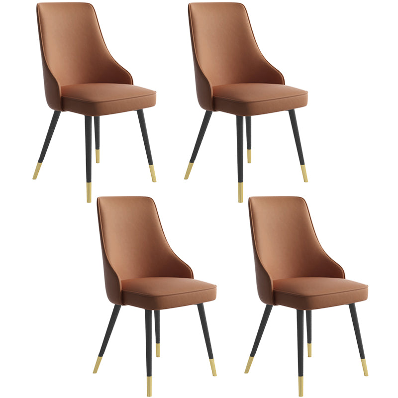 Silla de comedor contemporánea silla trasera sólida con 4 patas de metal para uso en el hogar