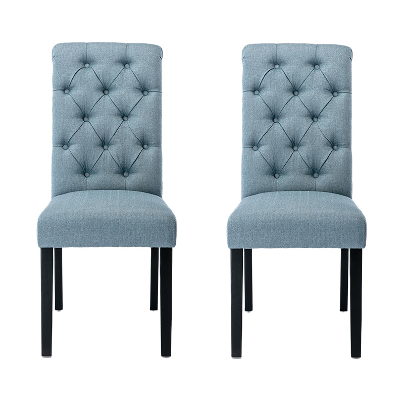Modern Solid Back Kitchen Dining Side Chair with Black Wood Legs Dining Side Chair