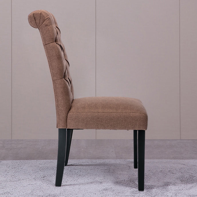 Modern Solid Back Kitchen Dining Side Chair with Black Wood Legs Dining Side Chair