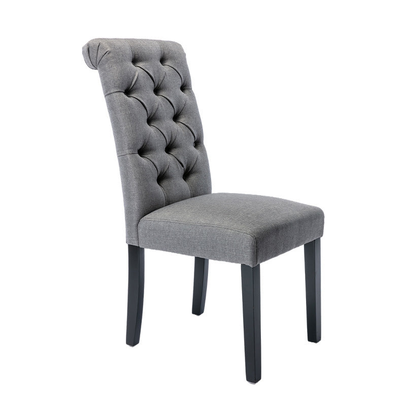 Modern Solid Back Kitchen Dining Side Chair with Black Wood Legs Dining Side Chair