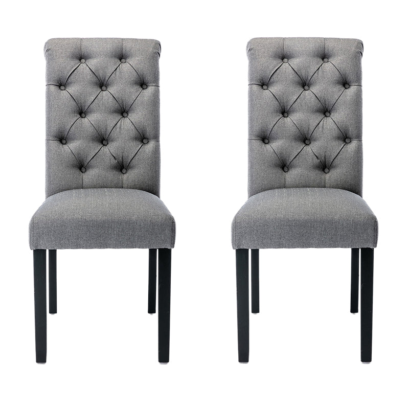Modern Solid Back Kitchen Dining Side Chair with Black Wood Legs Dining Side Chair