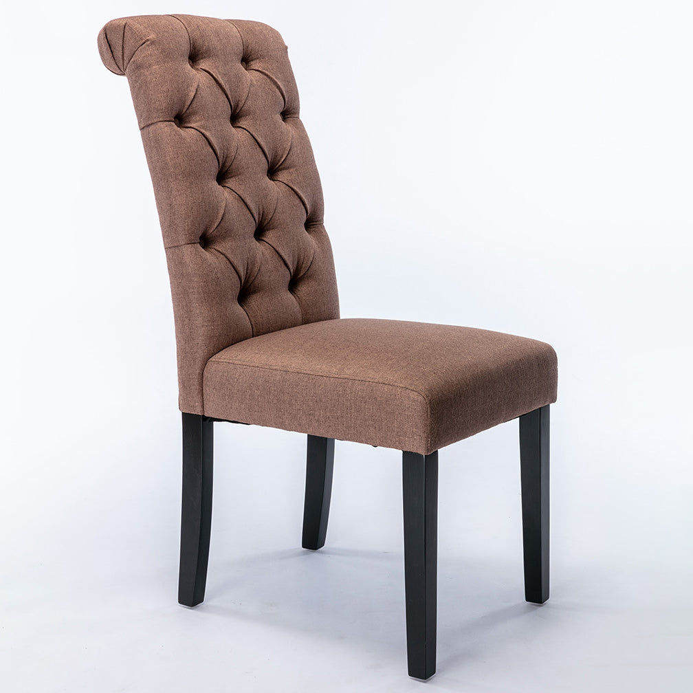 Modern Solid Back Kitchen Dining Side Chair with Black Wood Legs Dining Side Chair