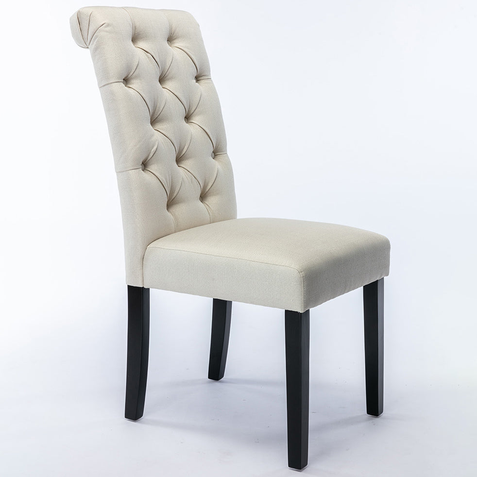Modern Solid Back Kitchen Dining Side Chair with Black Wood Legs Dining Side Chair