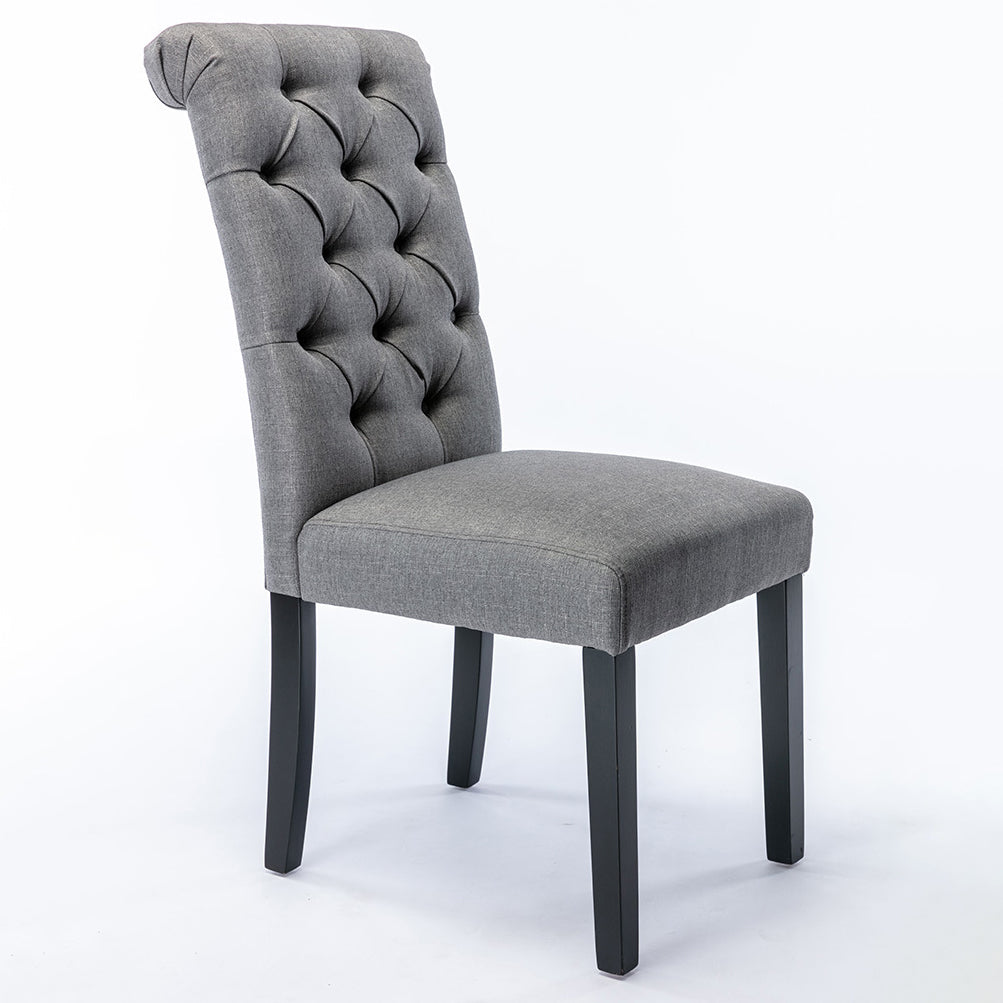 Modern Solid Back Kitchen Dining Side Chair with Black Wood Legs Dining Side Chair