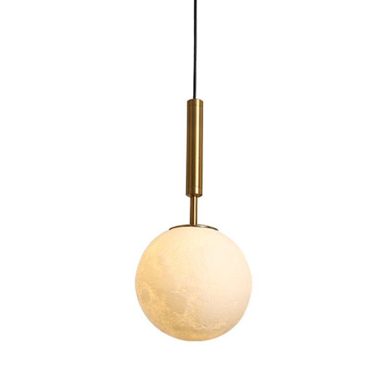 Orb LED Hanging Light Simple Opal Frosted Glass 1 Head Gold Pendant Lighting Fixture for Bedroom