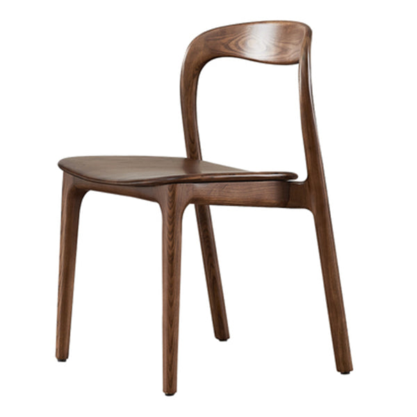 Farmhouse Style Wood Dining Side Chair Solid Back Armless Chair for Home Use