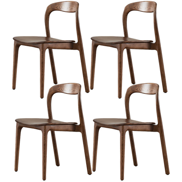 Farmhouse Style Wood Dining Side Chair Solid Back Armless Chair for Home Use