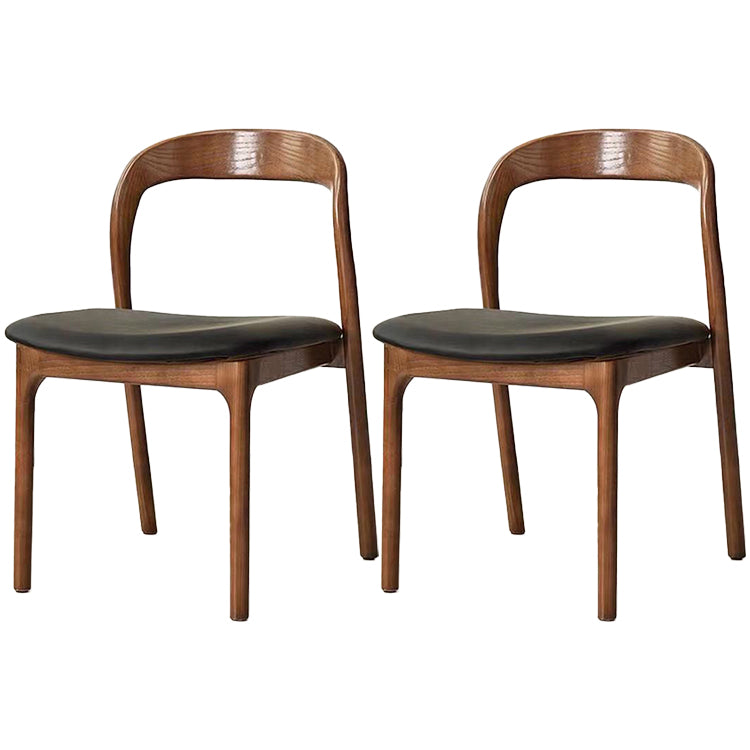 Farmhouse Style Wood Dining Side Chair Solid Back Armless Chair for Home Use