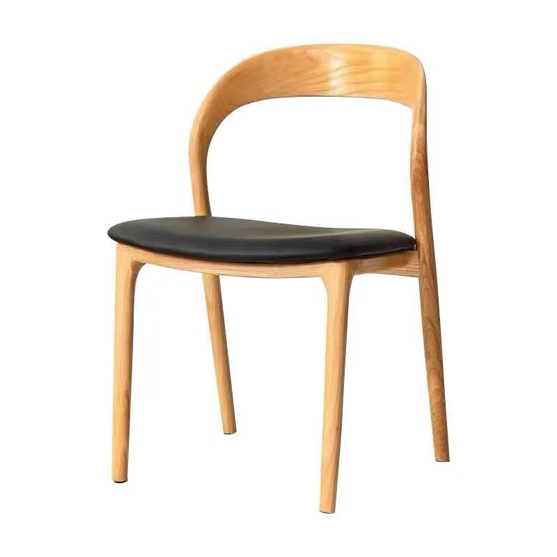 Farmhouse Style Wood Dining Side Chair Solid Back Armless Chair for Home Use