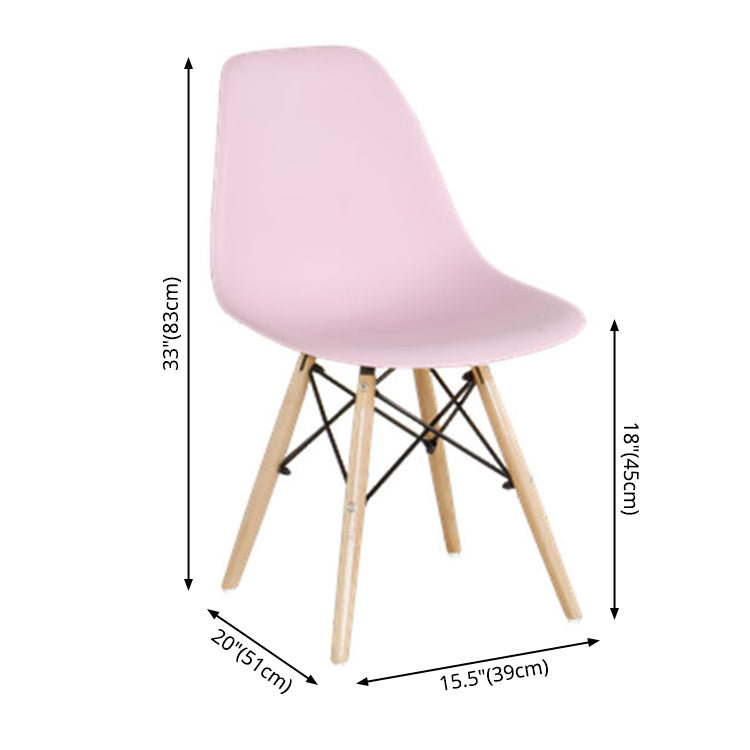 Glam Style Plastic Side Chair Matte Finish Solid Back Dining Chair for Home Use