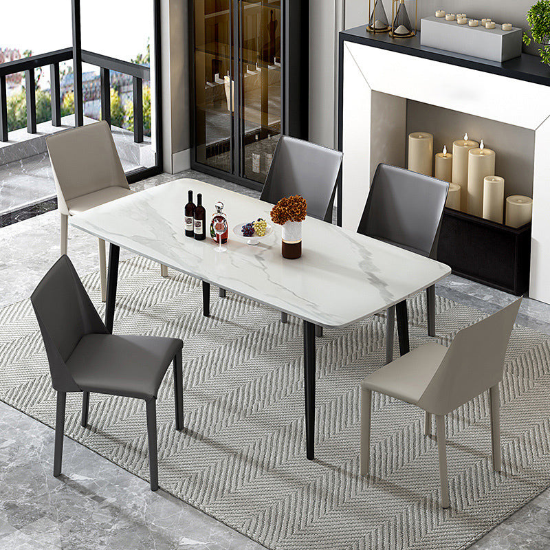 Leather Contemporary Restaurant Side Chair Solid Color Parsons Dining Chair