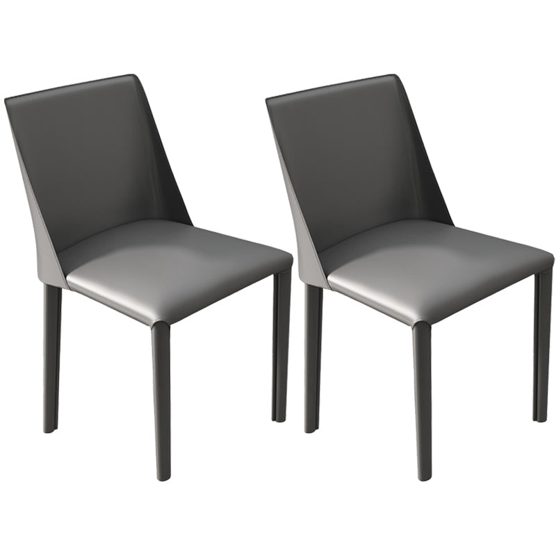Leather Contemporary Restaurant Side Chair Solid Color Parsons Dining Chair