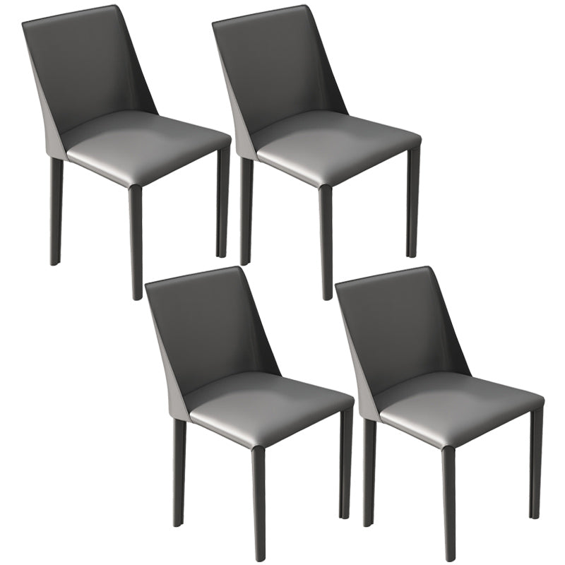 Leather Contemporary Restaurant Side Chair Solid Color Parsons Dining Chair
