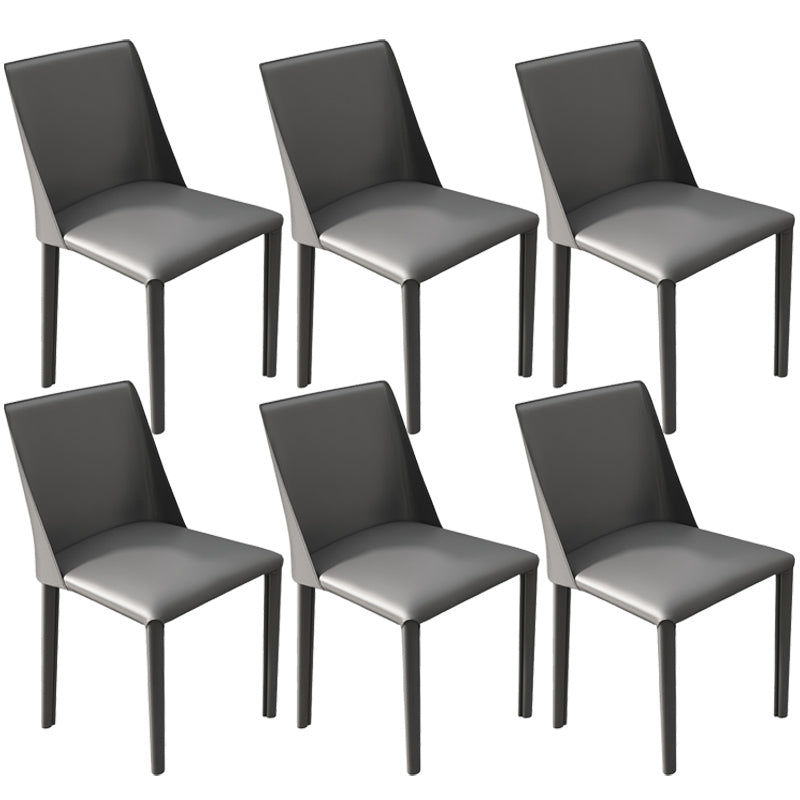 Leather Contemporary Restaurant Side Chair Solid Color Parsons Dining Chair