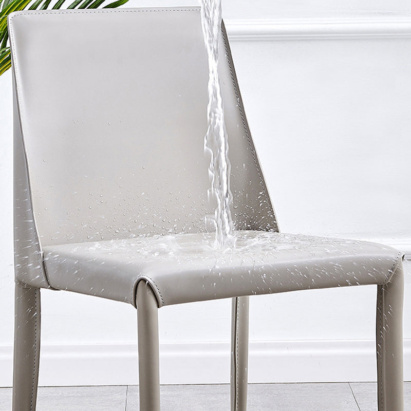 Leather Contemporary Restaurant Side Chair Solid Color Parsons Dining Chair