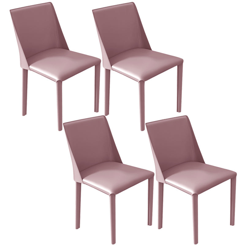 Leather Contemporary Restaurant Side Chair Solid Color Parsons Dining Chair