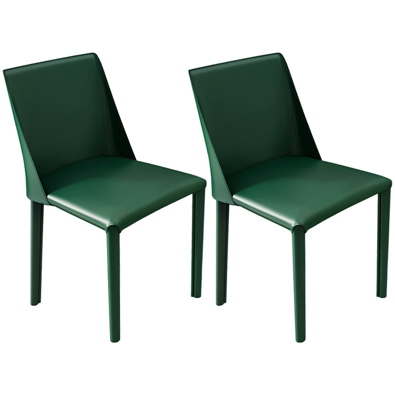 Leather Contemporary Restaurant Side Chair Solid Color Parsons Dining Chair
